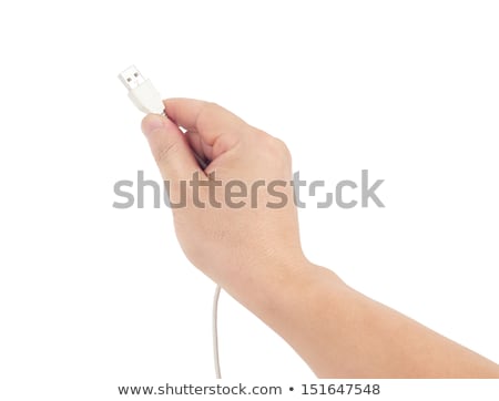 Stock photo: Closeup Image Hand Holding Black Usb Data Storage Or Connecting