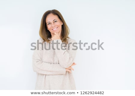 Foto stock: Wonderful Woman Looking At Camera And Smiling