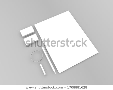 ストックフォト: Magnifier And Blank White Business Card 3d Rendering