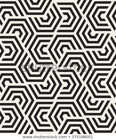 Stock fotó: Repeating Geometric Stripes Tiling Vector Seamless Monochrome Pattern