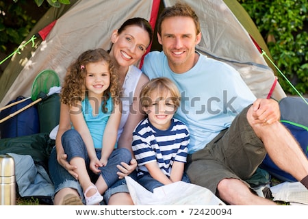 Stock fotó: Adorable Family Camping In The Garden