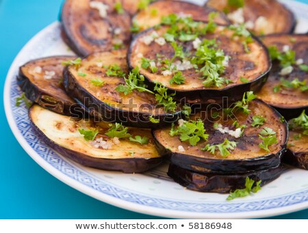 Foto stock: Fried Eggplant With Garlic