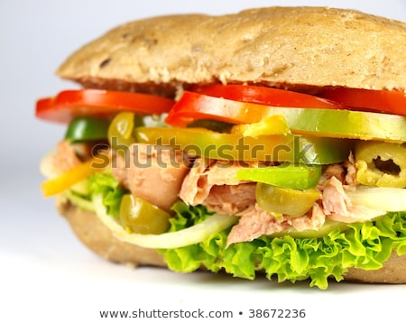 Foto stock: Slices Of Baguette With Fresh Tuna