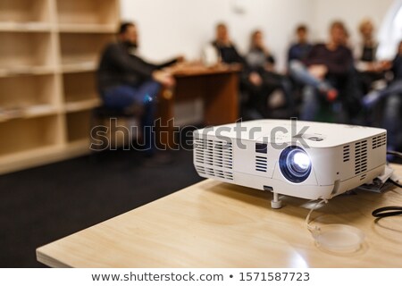 Stock foto: Multimedia Projector On Wood Table