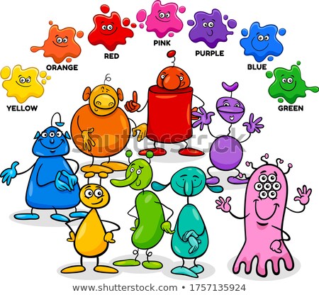 Foto stock: Basic Colors With Children Characters Group