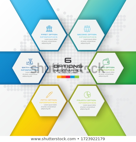 Foto d'archivio: Colorful Abstract Connections Hexagons Infographic 6 Options