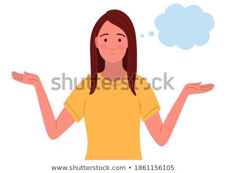 Stock photo: Cartoon Woman Making Hand Gesture With Thought Bubble