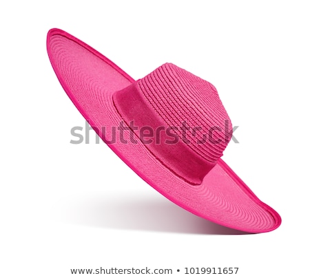 Stock fotó: Summer Straw Pink Hat Isolated