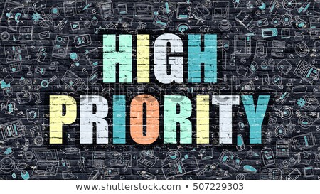 Stock foto: Multicolor High Priority On Dark Brickwall Doodle Style