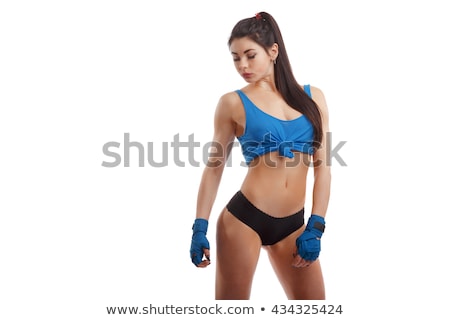 Zdjęcia stock: Female Boxer Wearing Blue Strap On Wrist