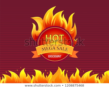 Foto stock: Hot Sale Best Offer Round Badge With Flame Splash