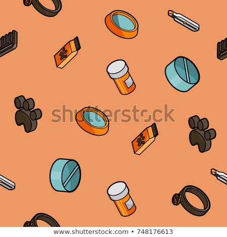 商業照片: Vet Pharmacy Color Outline Isometric Pattern