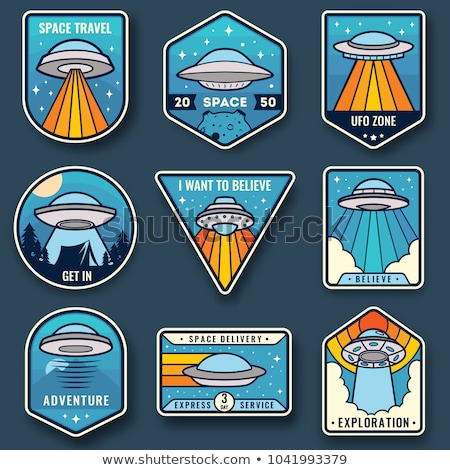 Foto stock: Color Vintage Ufo Emblem