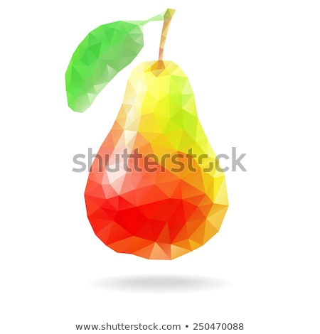 Stock fotó: Fresh Yellow Orange Pears With Green Leaf