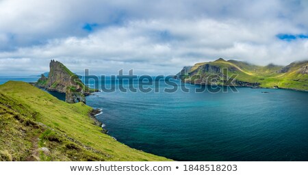 Foto stock: Panorama Of Vagar And Tindholmur