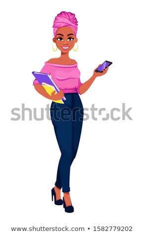 Stock photo: Pretty Office Employee Holding Phone Isolated On White