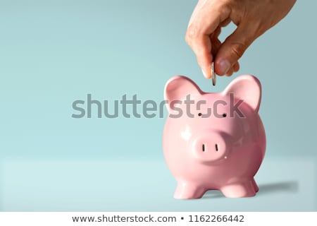 Stok fotoğraf: Hand Putting Coin Into Piggy Bank