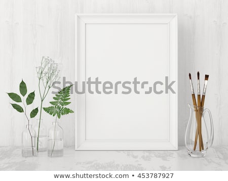 Stockfoto: White Picture Frame Rectangular 3d Rendering Illustration