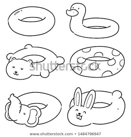 Stock photo: Cute Bear In A Duck Life Ring