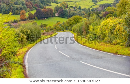 Stockfoto: Dangerous Bend In Road In Wales