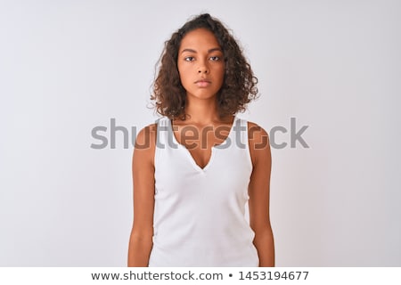 Foto stock: Portrait Of A Serious Young Girl