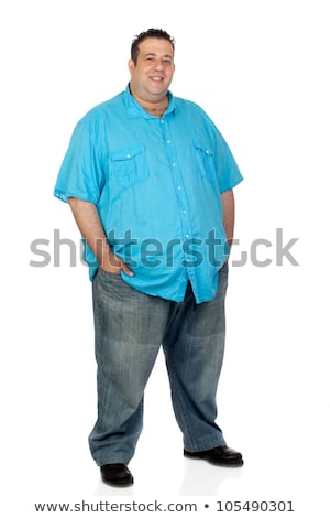 Foto stock: Overweight Man Isolated On The White