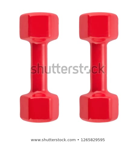 ストックフォト: Woman Exercising With Dumbbells Isolated On White