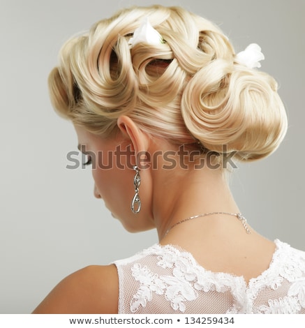 Сток-фото: Beautiful Bride Woman Wedding Portrait With Curly Hair Style Ma