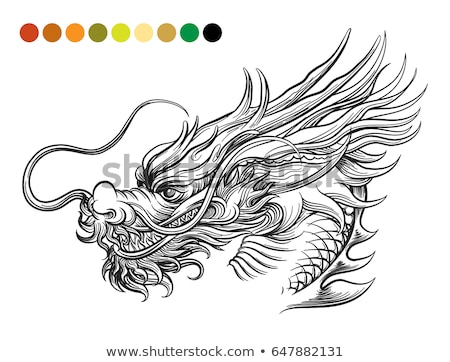 Zdjęcia stock: Black And White Chinese Dragon Vector