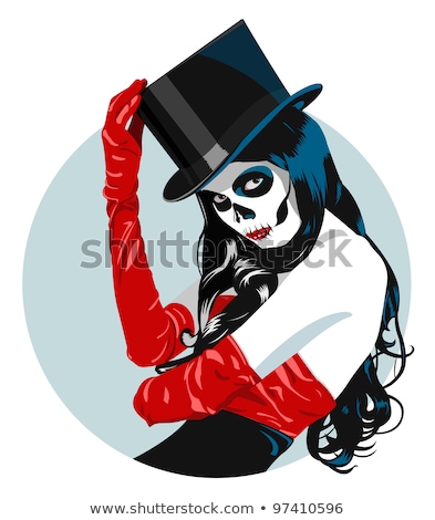 Sugar Skull Girl In Tophat Stockfoto © Elisanth