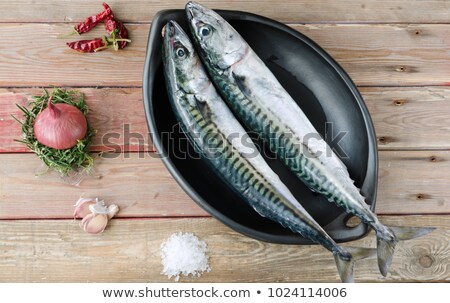 Stock fotó: Two Mackerel On A Plate
