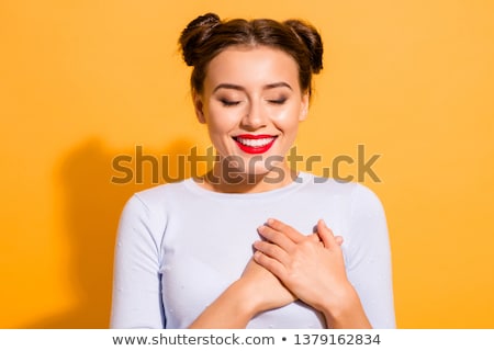 Stock foto: Glamorous Woman Touching Her Red Lips