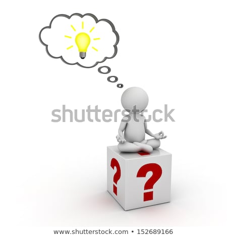 Foto stock: Puzzled White 3d Man With Light Bulb Over His Head