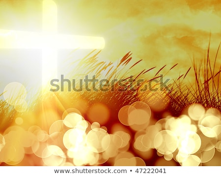 Stock photo: Prayer Sunset Beach Cross