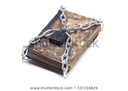 Zdjęcia stock: Tattered Book With Chain And Padlock Isolated On White Backgroun