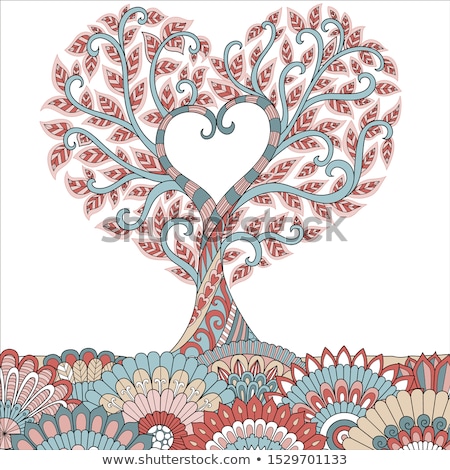 Stok fotoğraf: Pattern Of Zentangle Hearts