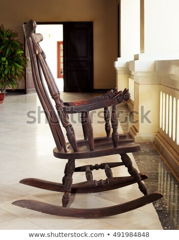 Stok fotoğraf: Rocking Chair Asian Wooden Art The Hotel Lobby