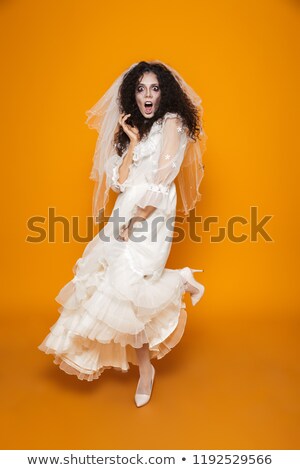 Stockfoto: Full Length Image Of Frightening Zombie Woman In Dress
