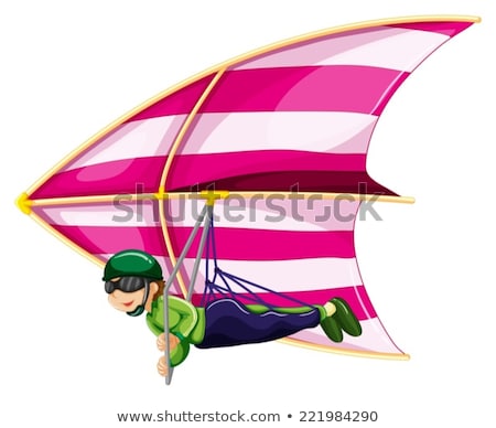 Foto stock: Hang Glider Vector Cartoon Illustration