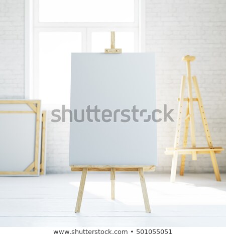 ストックフォト: Wooden Easel With Blank White Canvas 3d Rendering