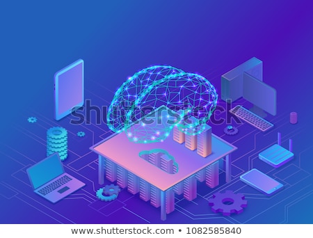 ストックフォト: Flat Isometric Vector Landing Page For Ai Future