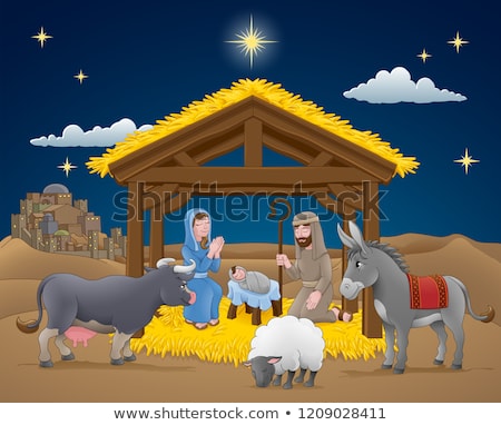 Stock fotó: Wise Men Christmas Nativity Scene Cartoon