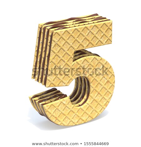 Foto stock: Waffles Font With Chocolate Cream Filling Number 5 Five 3d