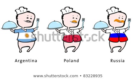 Chef Of Restaurant From Argentina Poland Russia - Vector Illustration Foto stock © arzawen