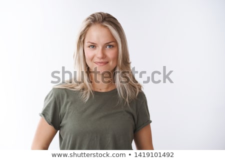 Foto stock: Young Blond Woman With Shy Smile