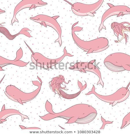 Stock fotó: Mermaid And Dolphin Background