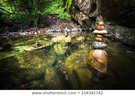 Stock fotó: Amazing Tropical Rain Forest Landscape With Lake And Balancing Rocks