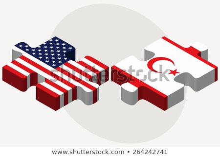 ストックフォト: Usa And Turkish Republic Of North Cyprus Flags In Puzzle