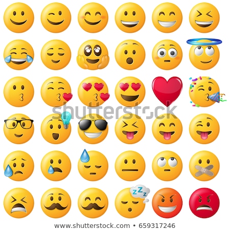Stock fotó: Smiley Face Emoji Flat Vector Icons Set