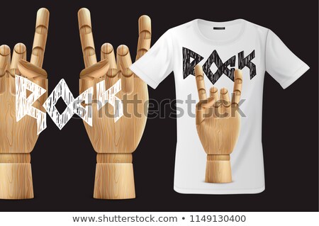 Zdjęcia stock: Modern T Shirt Print Design With Rock N Roll Sign Gesture Use For Sweatshirts Souvenirs And Other